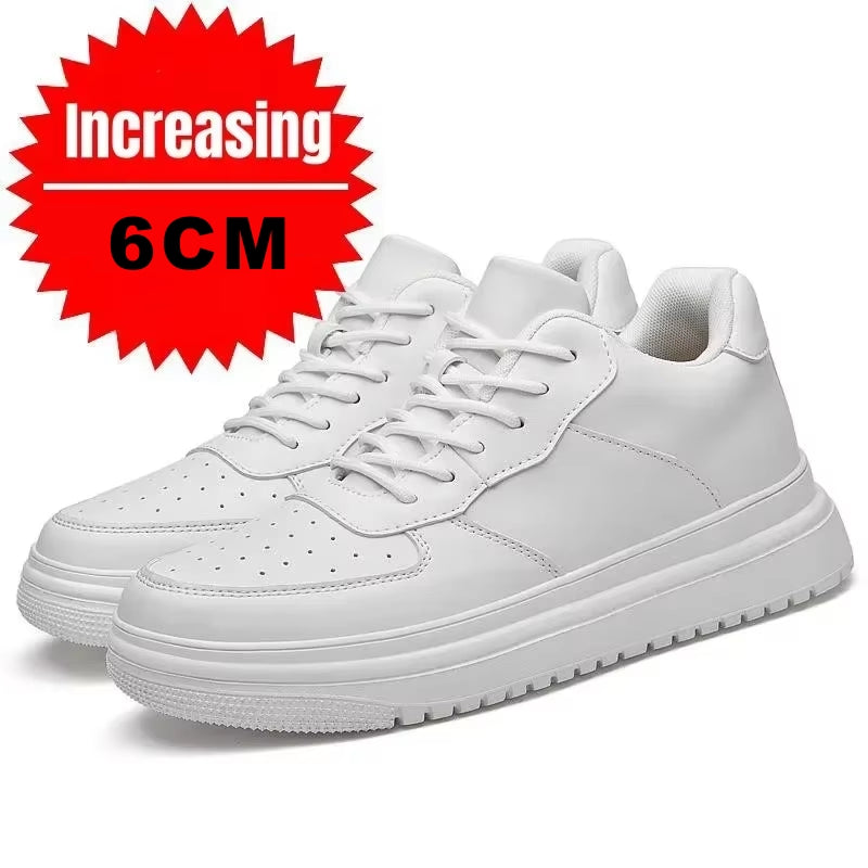 White 6cm Height Increasing Shoes for Unisex High Heel Sneaker - Tophatter Daily Deals