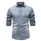 Stylish Comfortable Men Slim Fit Long Sleeve Shirt Light Blue Men's Shirts - Tophatter Daily Deals