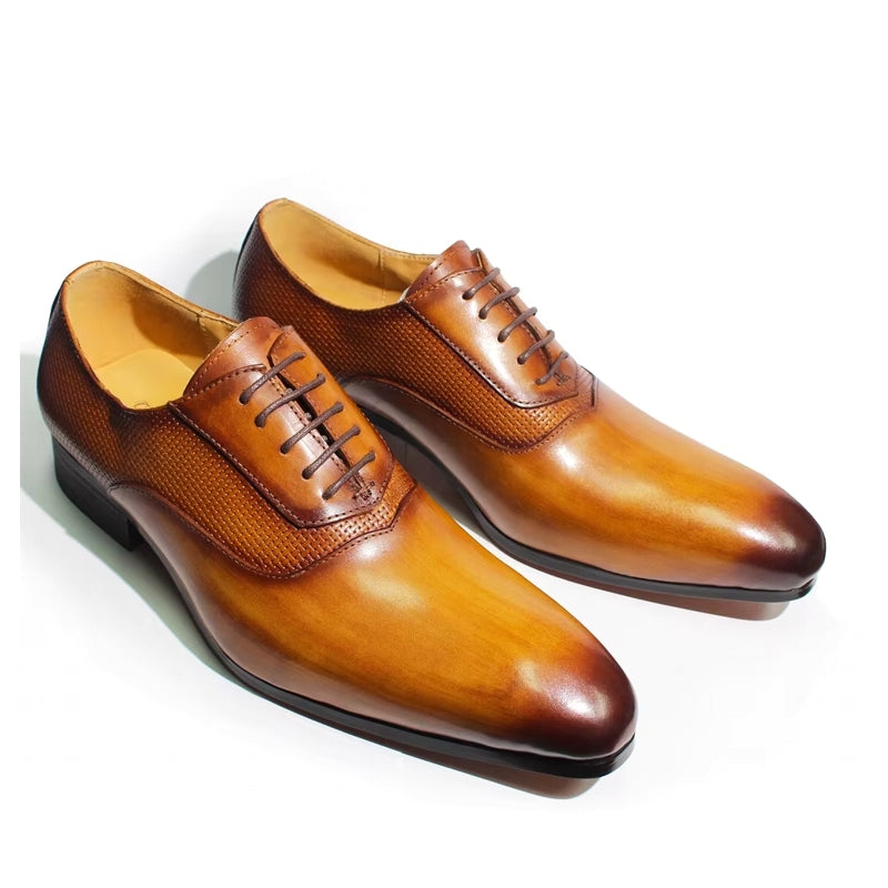 Classic Men's Pointed Toe Oxford Shoes Brown Men Dresses Shoes - Tophatter Daily Deals