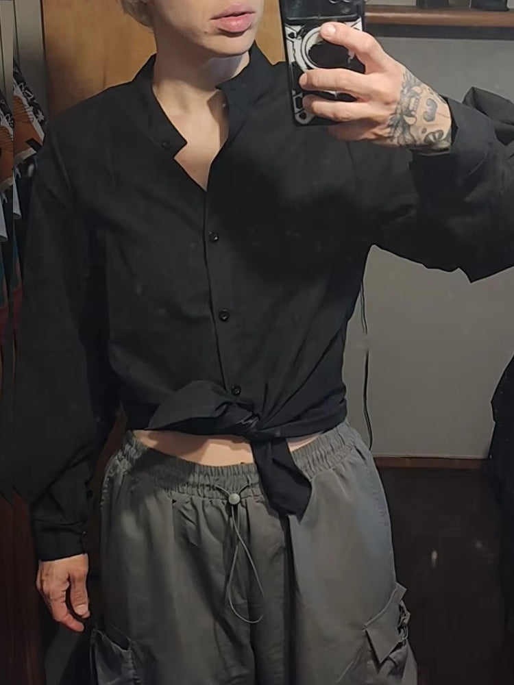 Blouses Shirt Lady Long Lantern Sleeve Stand Collar Blouses - Tophatter Daily Deals