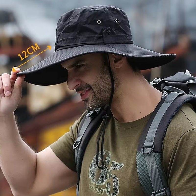 Men Outdoor Fishing Hiking Beach Hats Black Cap - Tophatter Daily Deals