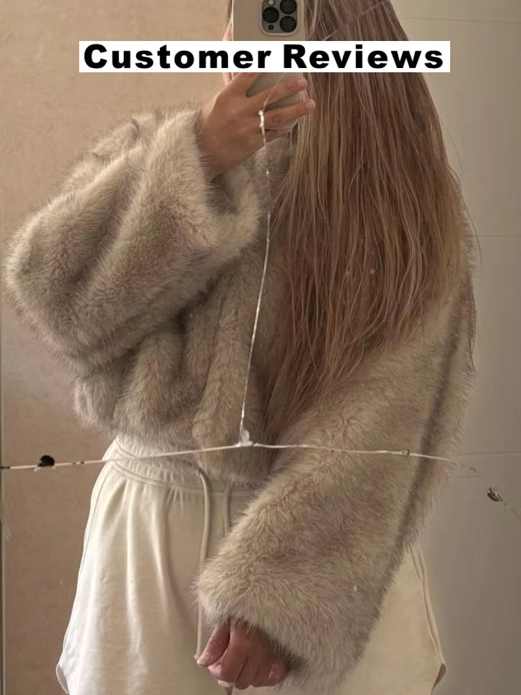 Gradient Cropped Faux Fur Coats Coats & Jackets - Tophatter Daily Deals