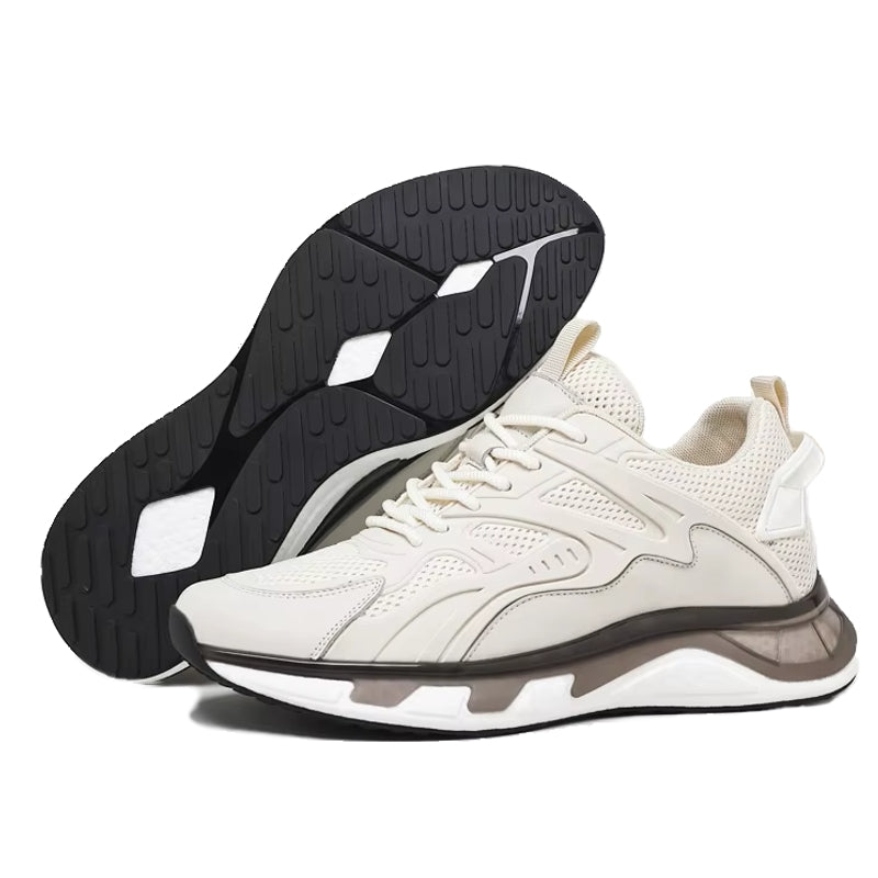 Unisex Cowhide Casual Height Increasing Shoes High Heel Sneaker - Tophatter Daily Deals