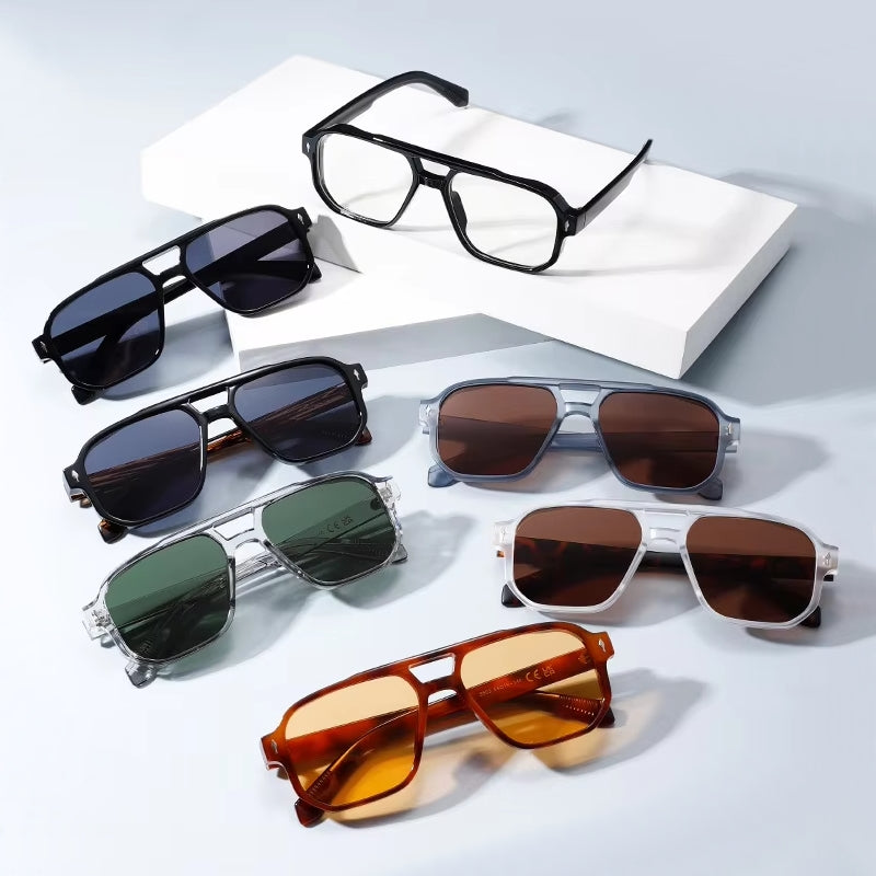 Vintage Double Bridges Square Men Sunglasses Sunglasses - Tophatter Daily Deals