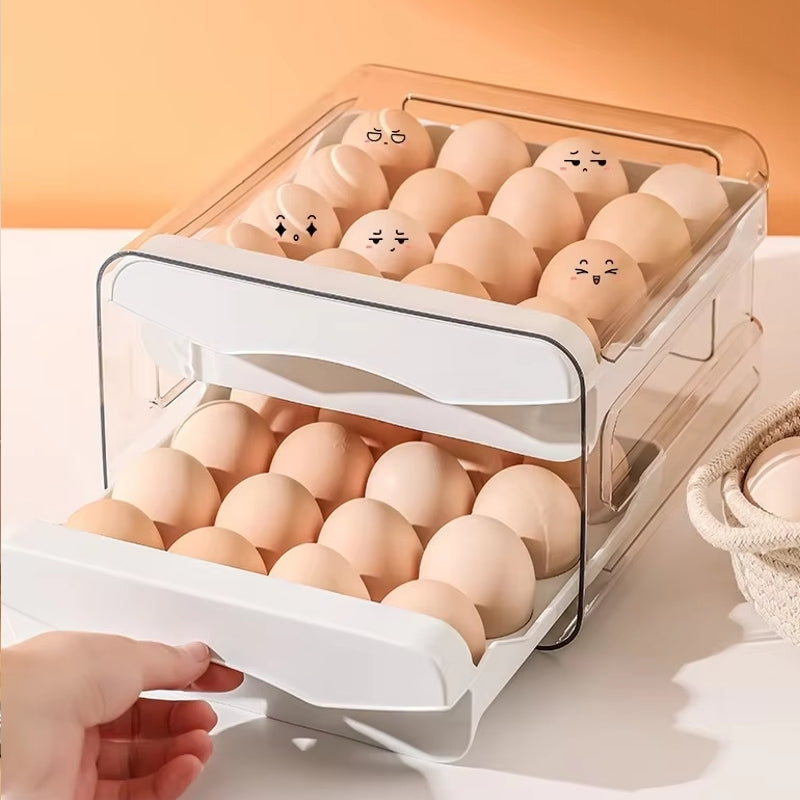 Double Drawer Egg Box - 32 Holes White Kitchen Supplies - Tophatter Daily Deals