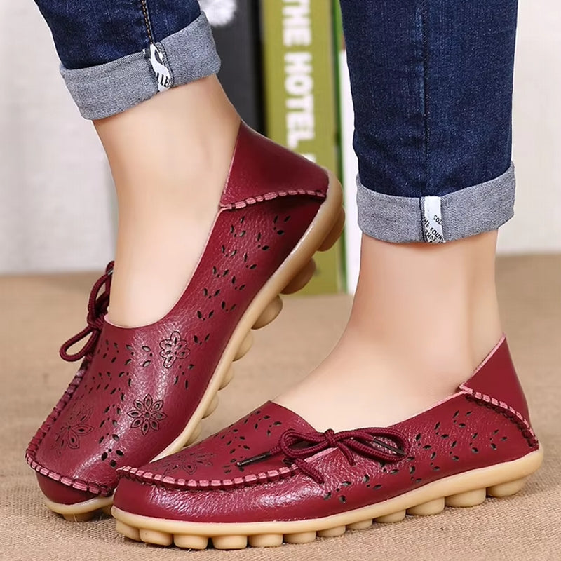 Women Casual Shoes Breathable Leather Loafers Women Shoes - Tophatter Daily Deals