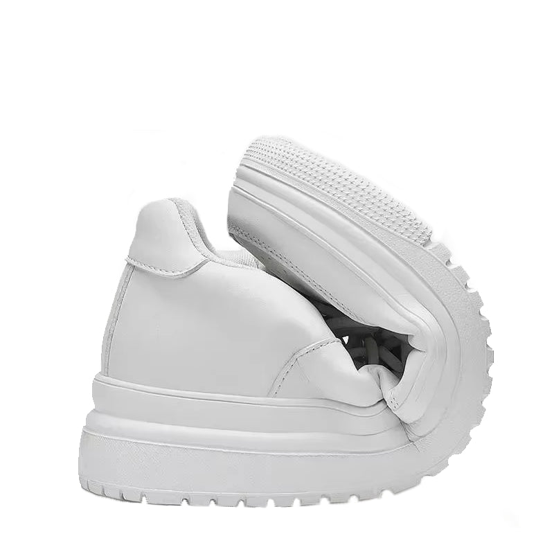 White 6cm Height Increasing Shoes for Unisex High Heel Sneaker - Tophatter Daily Deals