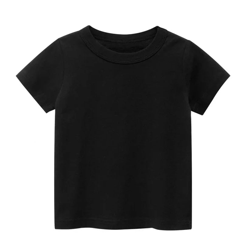 Summer Solid Color Children Cotton T-shirt 2-10Y Black kids clothing - Tophatter Daily Deals