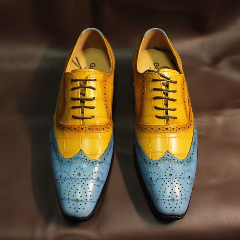 Luxury Leather Crocodile Pattern Oxford Shoes Men Dresses Shoes - Tophatter Daily Deals