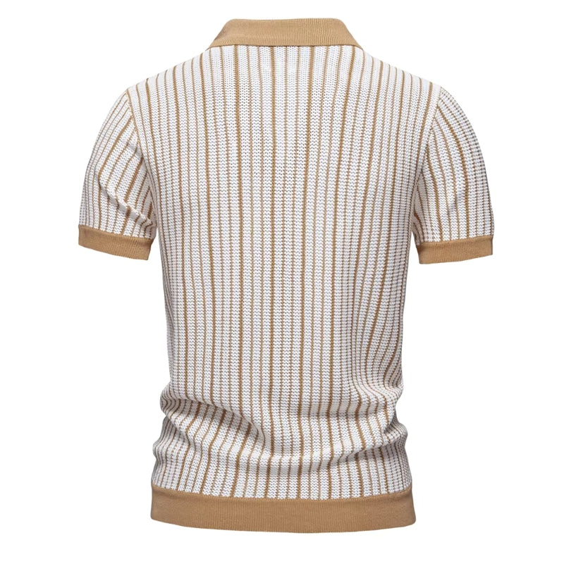 Men Striped Breathable Polo Shirt Men T-Shirts - Tophatter Daily Deals