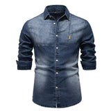 Stylish Comfortable Men Slim Fit Long Sleeve Shirt Blue Men's Shirts - Tophatter Daily Deals