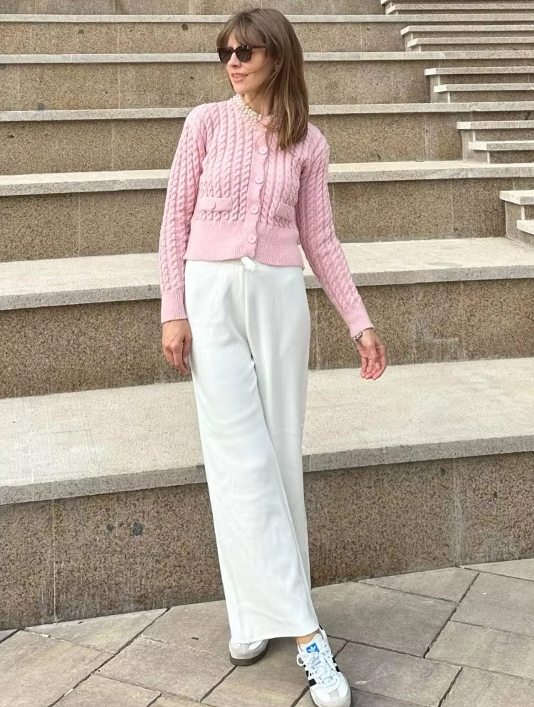 Loose Wool Knitted Wide-leg Trousers for Women Pants - Tophatter Daily Deals