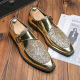 Fashion Men Golden and Black Sequined Shoes Men Shoes - Tophatter Daily Deals