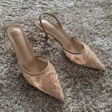 Elegant high heel slip-on pointed toe sandals 7cm heels - Tophatter Daily Deals