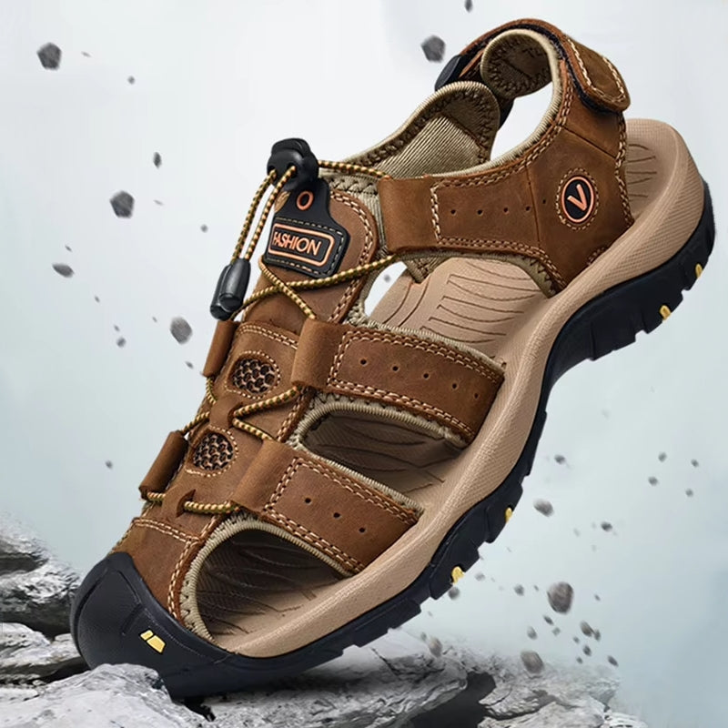 Summer Men Sandals Leather Beach Shoes Men Sandals - Tophatter Daily Deals