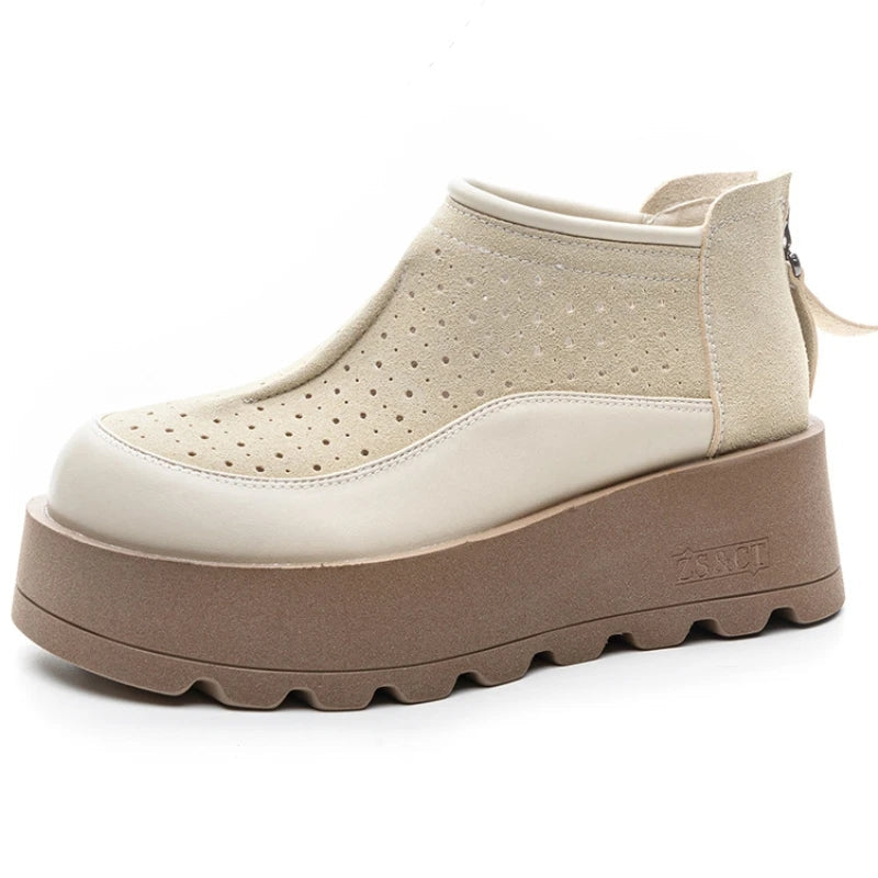 Women Suede Cow Causal Shoes Wedge Flats 6CM Casual Women Shoes - Tophatter Daily Deals