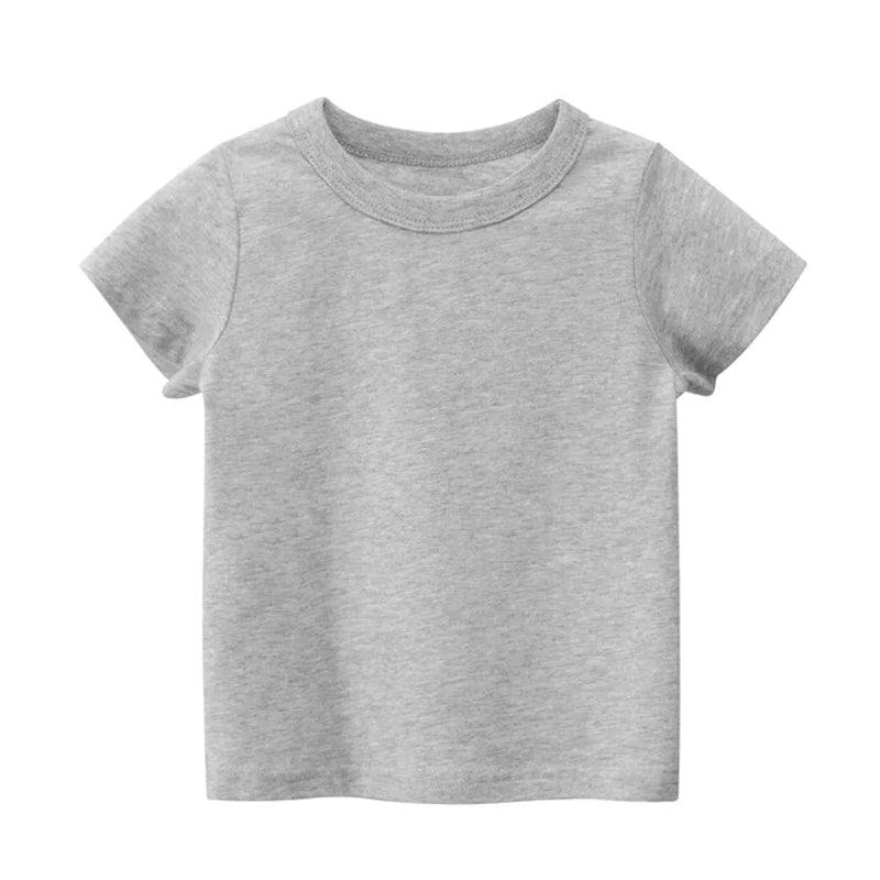 Summer Solid Color Children Cotton T-shirt 2-10Y Grey kids clothing - Tophatter Daily Deals