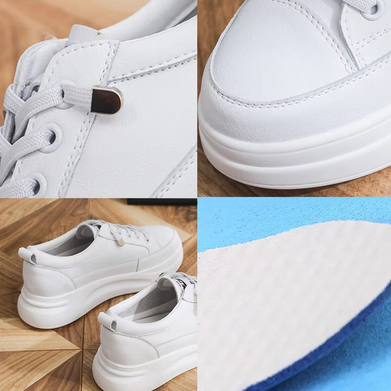 Versatile White Sneakers 4.5cm Platform Flats High Heel Sneaker - Tophatter Daily Deals