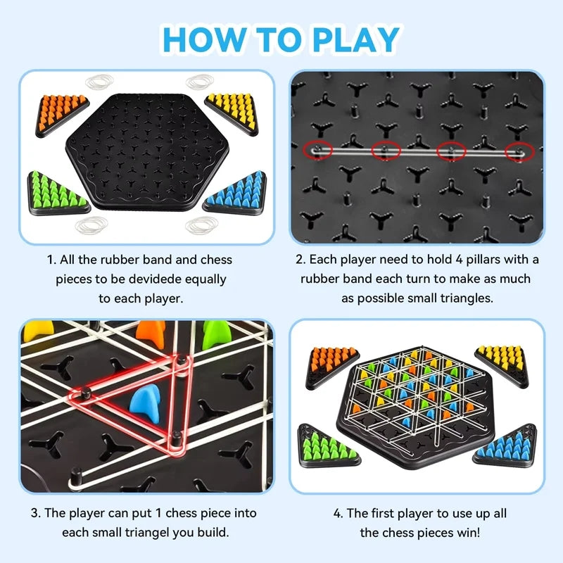 Play Triggle Rubber Band Game Chain Triangle Chess Game Accessory - Tophatter Daily Deals