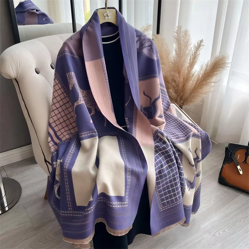 Women Warmer Winter Cashmere Wraps Purple Shawl Scarf - Tophatter Daily Deals