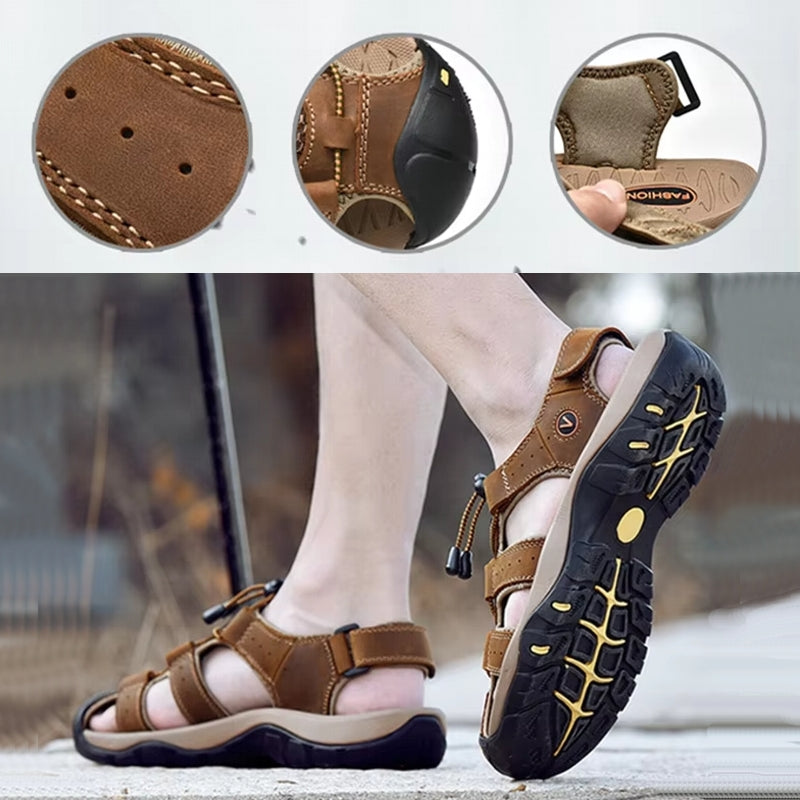 Summer Men Sandals Leather Beach Shoes Men Sandals - Tophatter Daily Deals