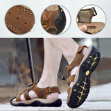 Summer Men Sandals Leather Beach Shoes Men Sandals - Tophatter Daily Deals