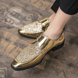 Fashion Men Golden and Black Sequined Shoes Gold Men Shoes - Tophatter Daily Deals