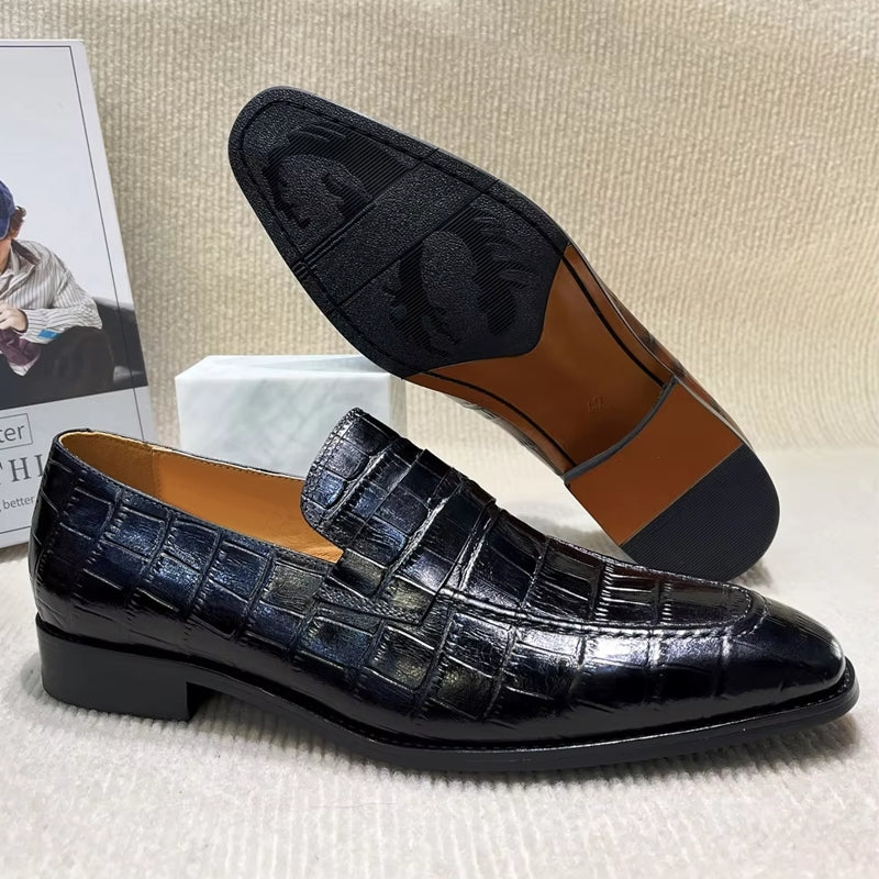 Men Pointed Loafers Slip-on Leather Shoes Men Dresses Shoes - Tophatter Daily Deals