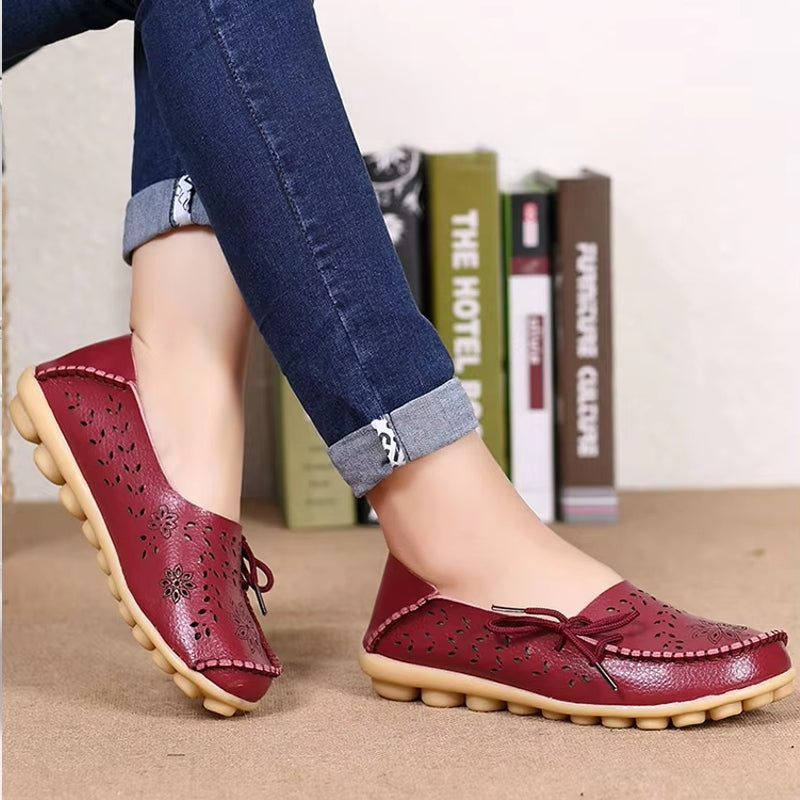 Women Casual Shoes Breathable Leather Loafers Women Shoes - Tophatter Daily Deals