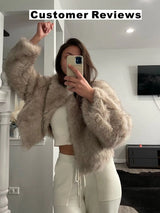 Gradient Cropped Faux Fur Coats Coats & Jackets - Tophatter Daily Deals