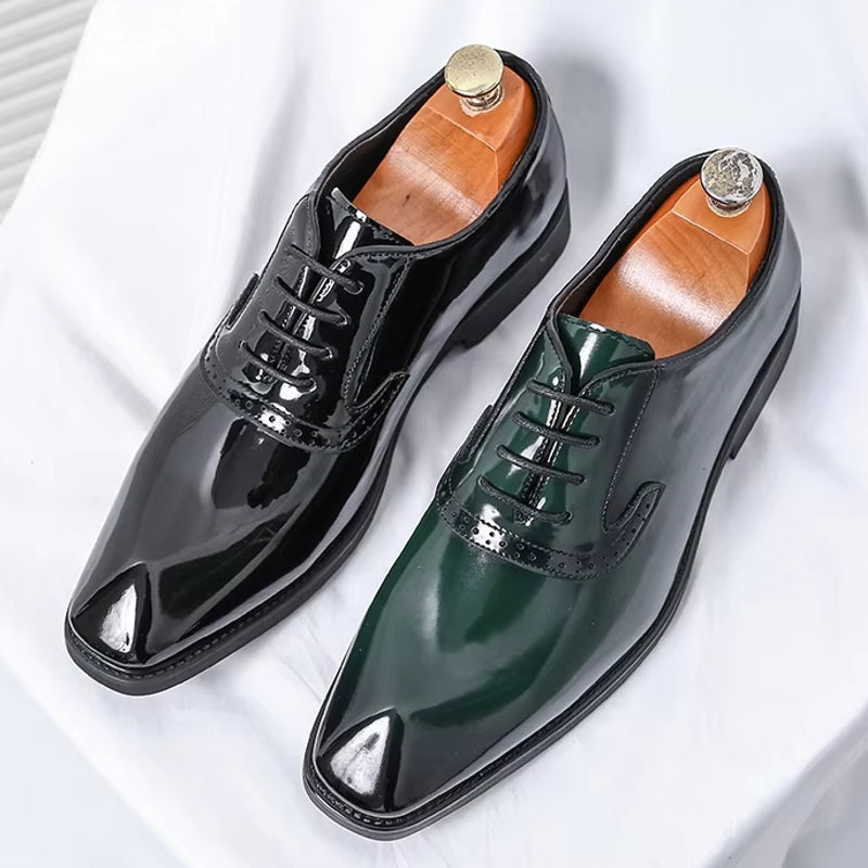 Patent Leather Men's Shoes Pointed Oxford Men Dresses Shoes - Tophatter Daily Deals