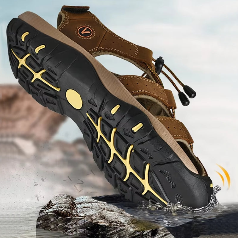 Summer Men Sandals Leather Beach Shoes Men Sandals - Tophatter Daily Deals
