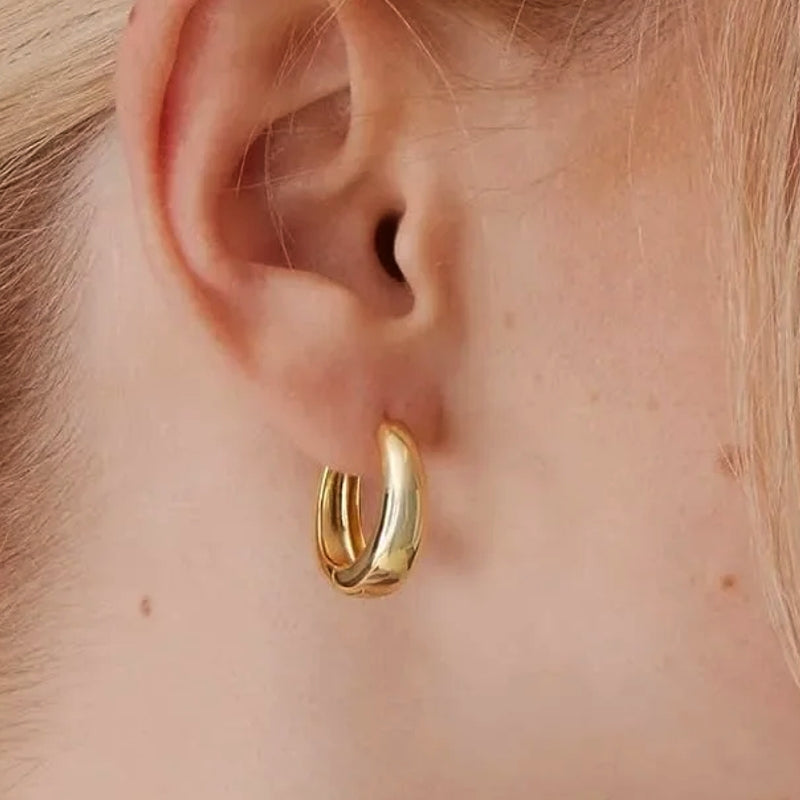 Retro style Chunky Gold Hoop Earrings for Women Earrings - Tophatter Daily Deals