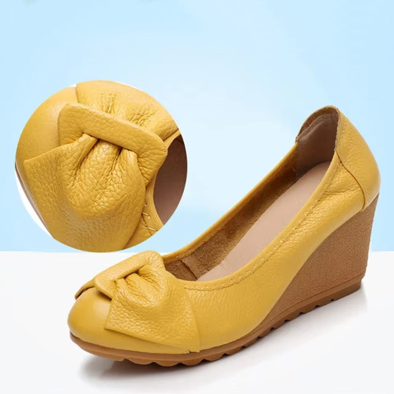 Elegant Leather Wedges Women High Heels Casual Women Shoes - Tophatter Daily Deals