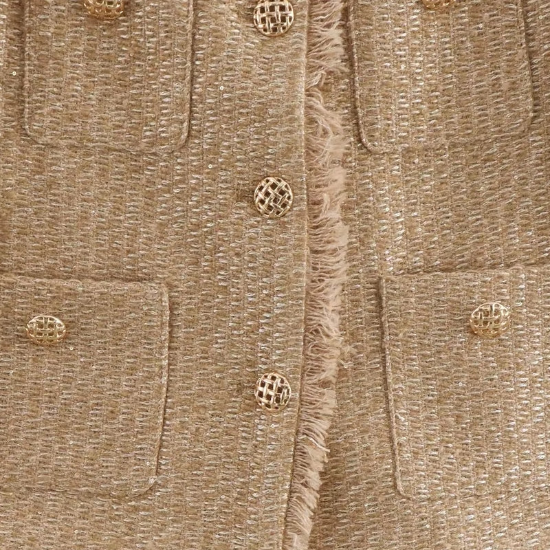 Fashion O-neck Pocket Tweed Short Coats Work Wear Blazers - Tophatter Daily Deals
