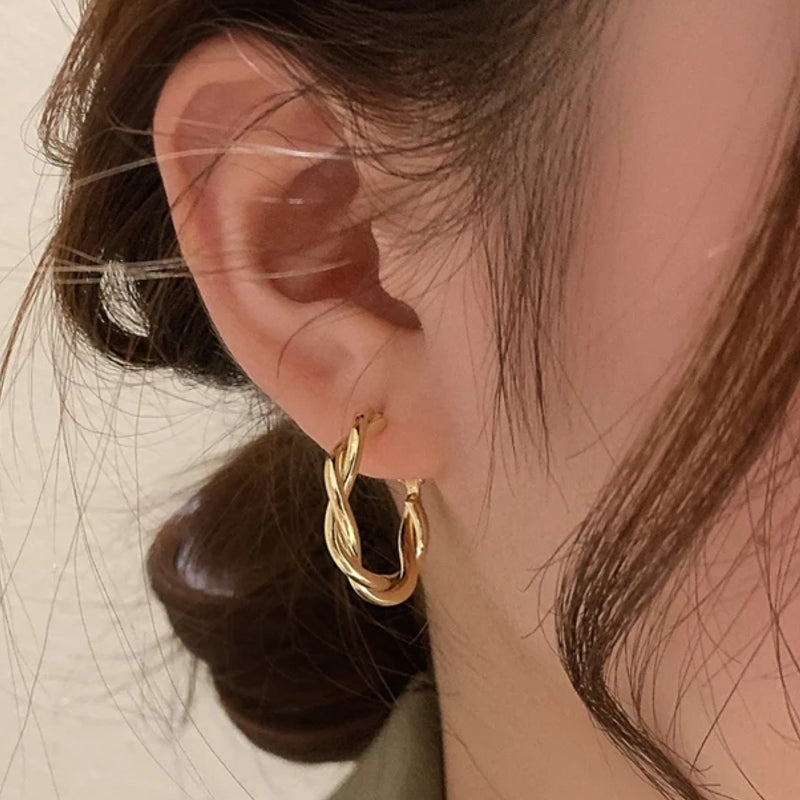 Circle Twine Twisted Hoop Earring for Women Gold Earrings - Tophatter Daily Deals