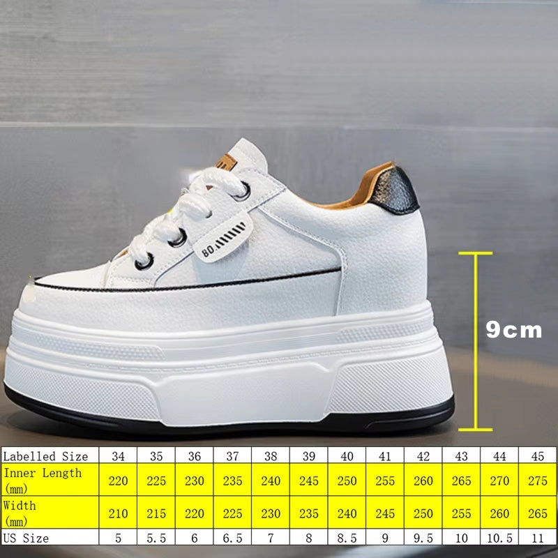 Cow Suede Genuine Leather Platform Shoes 9cm High Heel Sneaker - Tophatter Daily Deals