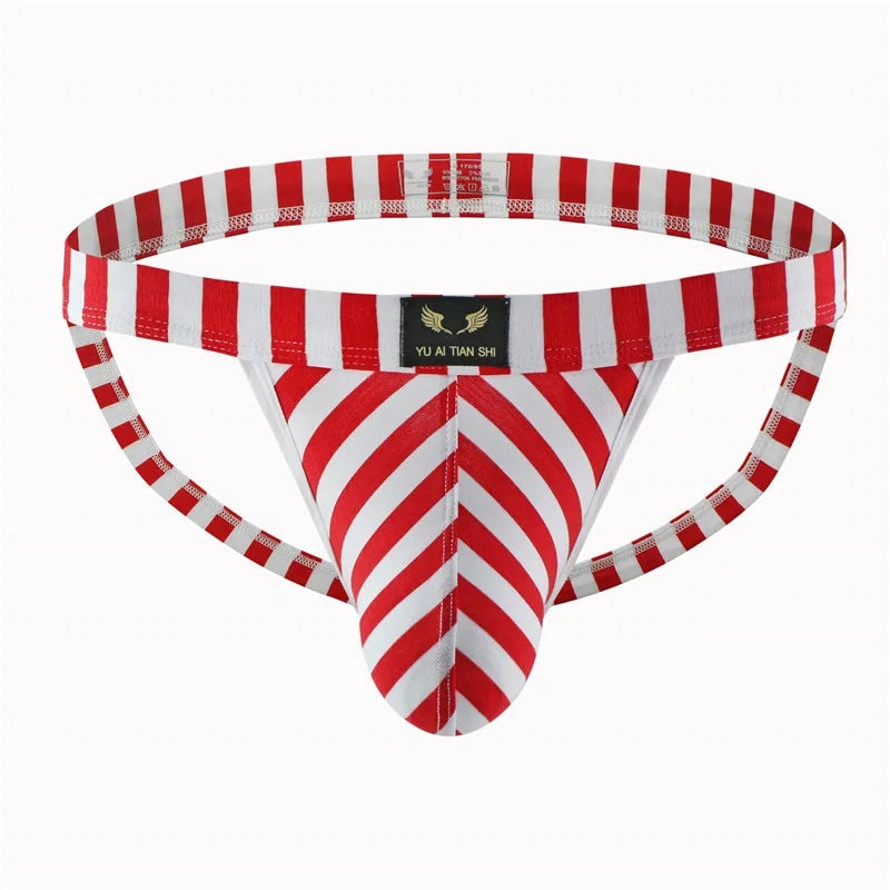 Men Sexy Thong Striped Cotton Erotic Panties Red Men Briefs - Tophatter Daily Deals