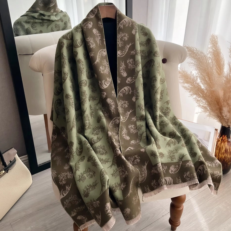 Women Scarf Warm British Style Thicken Green Shawl Scarf - Tophatter Daily Deals
