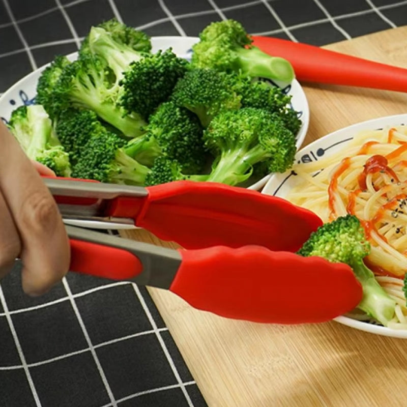Salad Tools BBQ Gadgets Silicone Food Tong Red Cooking Tools - Tophatter Daily Deals