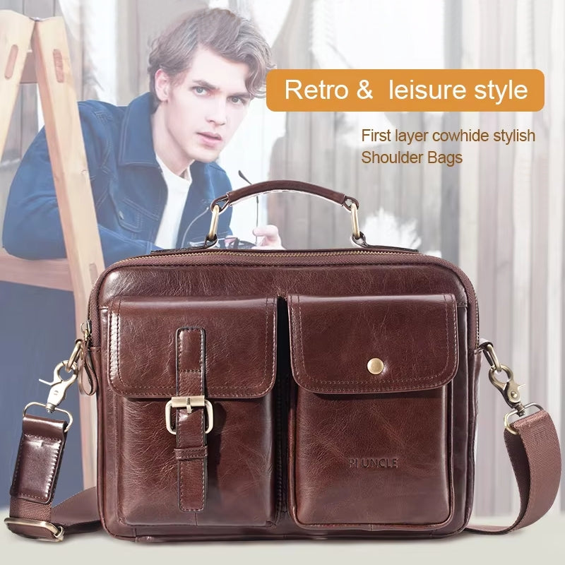 Cowhide Casual Handbag Tote Briefcase Bag - Tophatter Daily Deals