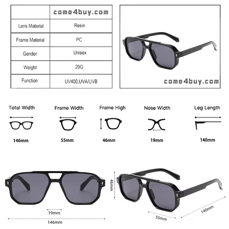 Vintage Double Bridges Square Men Sunglasses Sunglasses - Tophatter Daily Deals