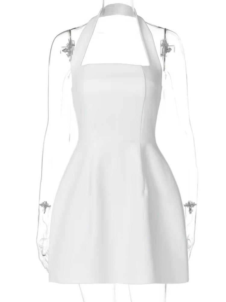 Elegant White Short Dress Halter Backless Mini Dresses - Tophatter Daily Deals