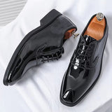 Patent Leather Men's Shoes Pointed Oxford Black 38 Men Dresses Shoes - Tophatter Daily Deals