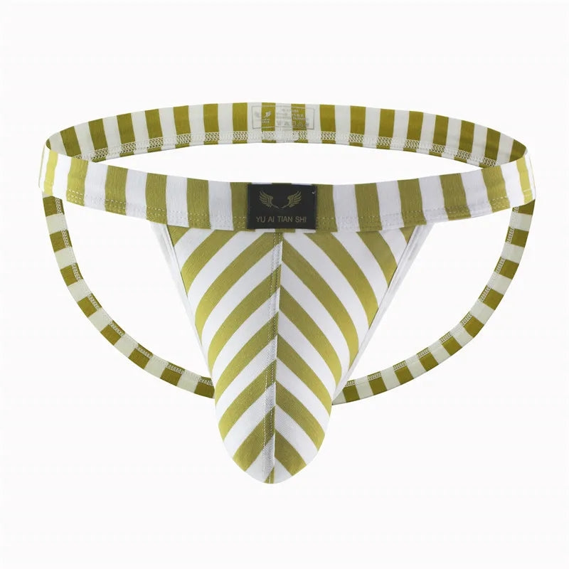 Men Sexy Thong Striped Cotton Erotic Panties Yellow Men Briefs - Tophatter Daily Deals