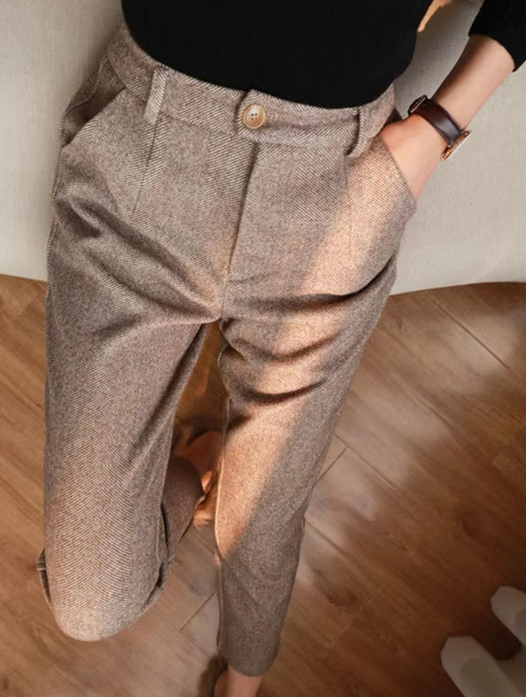 Women Harem Pencil Woolen Pants khaki Jumpsuits & Pants - Tophatter Daily Deals