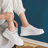 Versatile White Sneakers 4.5cm Platform Flats High Heel Sneaker - Tophatter Daily Deals