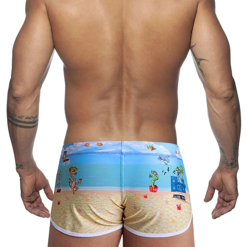 Swimwear Blue Printed Trunk Men Sexy Boxer Shorts Swimsuit - Tophatter Daily Deals