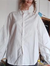 Blouses Shirt Lady Long Lantern Sleeve Stand Collar Blouses - Tophatter Daily Deals