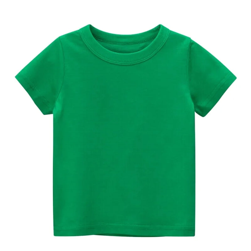 Summer Solid Color Children Cotton T-shirt 2-10Y Green kids clothing - Tophatter Daily Deals